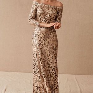 BHLDN - Tadashi Shoji Annelise Dress - size 4 Gold/Honey - NEW! NEVER WORN!